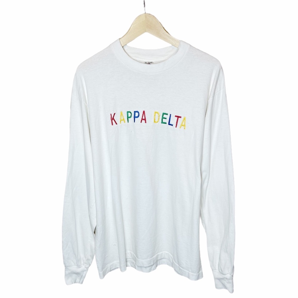 Vintage 90s Kappa Delta Sorority SIngle Stitch Rainbow Long Sleeve Tee Size L